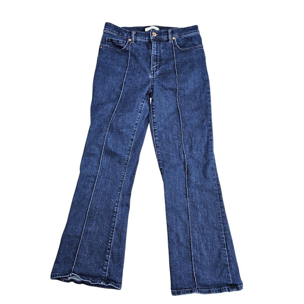 LOFT The Kick Crop Jeans Womens 4 / 27 Blue Medium Wash High Rise Stretch Denim